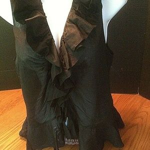 Lauren Ralph Lauren Black Ruffle Tank~14~Preowned